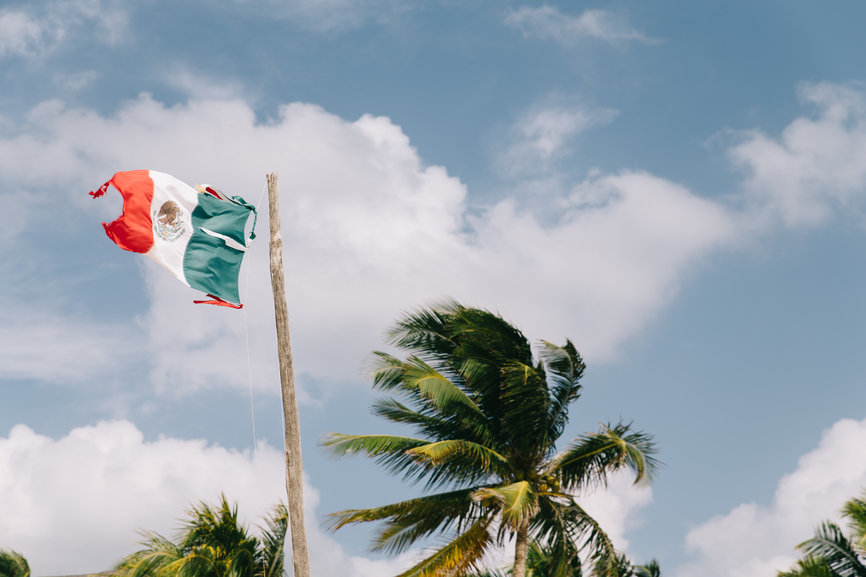 mexico's flag in center of town